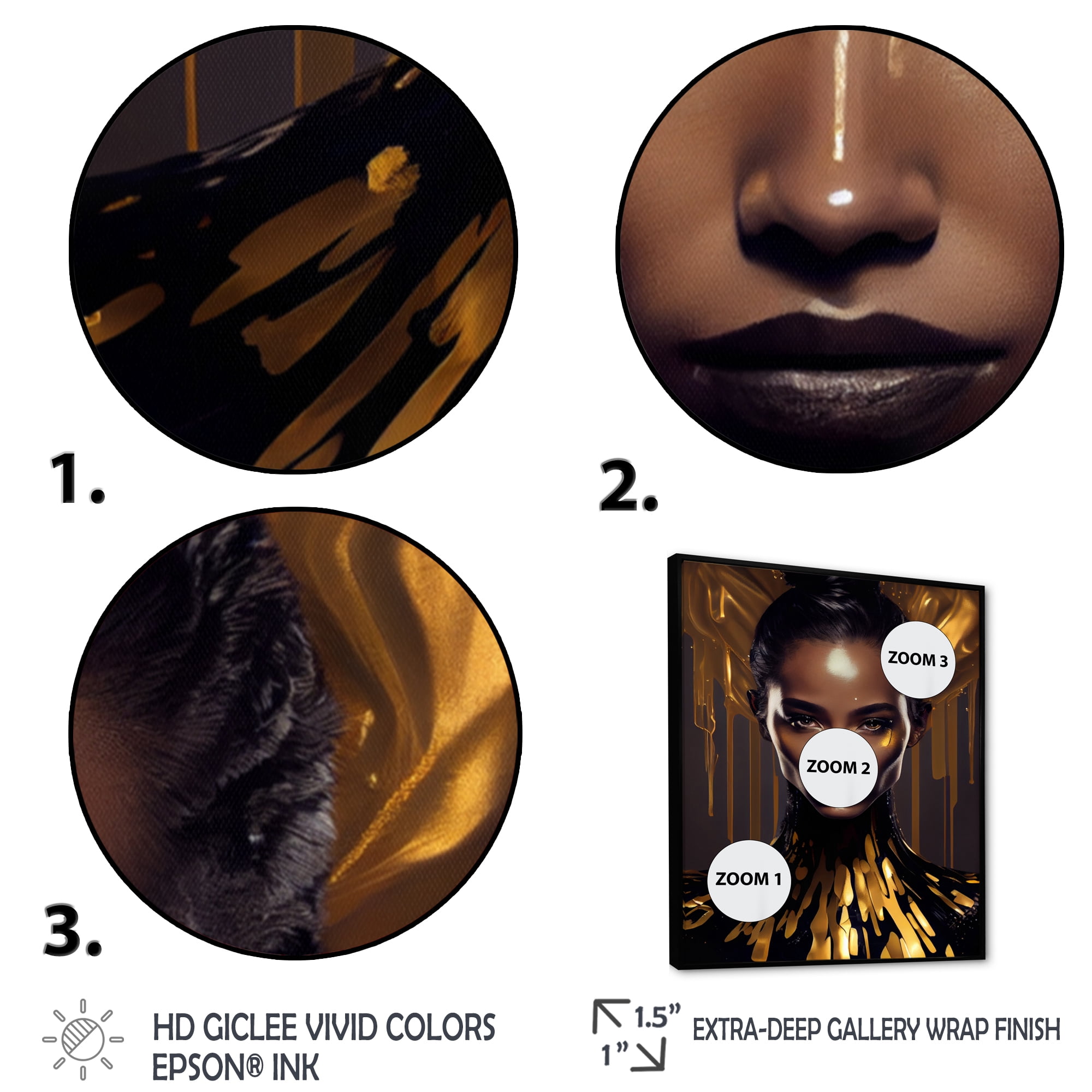 Designart Sensual Liquid Gold Woman III Floating Frame Wall Art