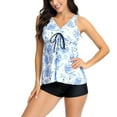 thumbnail image 6 of SELONE Womens Swimsuits Two Piece with Shorts Summer Two Piece Tankini Bathing Suits Swimsuits with Boy Shorts Modest Swimwear Conservative Print Strappy Back Set Blue XL, 6 of 7