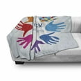 thumbnail image 3 of Autism Soft Flannel Fleece Throw Blanket, Hands Symbolizing a Learning Difference Neurological Condition Support and Hope, Cozy Plush for Indoor and Outdoor Use, 70" x 90", Multicolor, by Ambesonne, 3 of 6