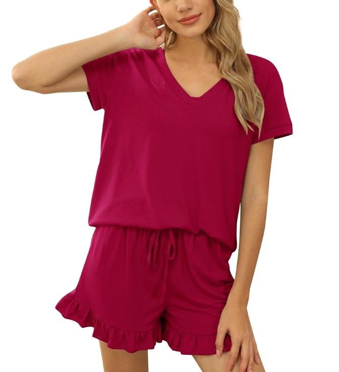 Pajamas Set for Women 2 Piece Short Sleeve Sleepwear Soft Tops and