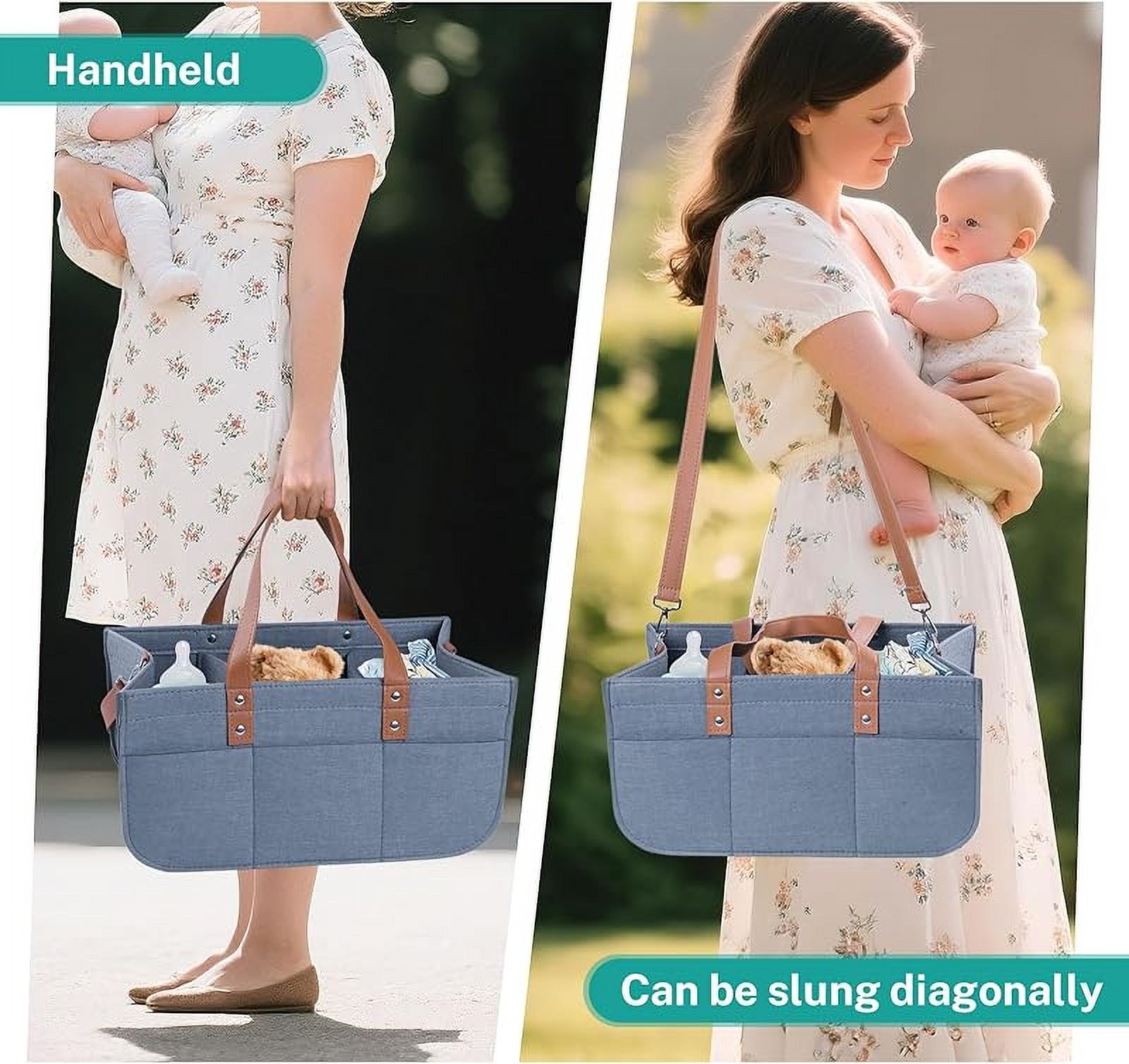 Diaper Caddy Bag,Car Organizer and Storage,Caddy Organizers with Handles and Straps, Baby Bottle Organizer for Nursery,Portable Baby Diaper Caddy