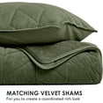 thumbnail image 6 of EVERGRACE 3 Pieces Luxurious Queen Velvet Quilts, Ultra Soft Lightweight Velvet Comforter Set, Matelasse Oversized Bedspread Coverlet for All Season with 2 Shams, Olive Green, 92''x96'', 6 of 7