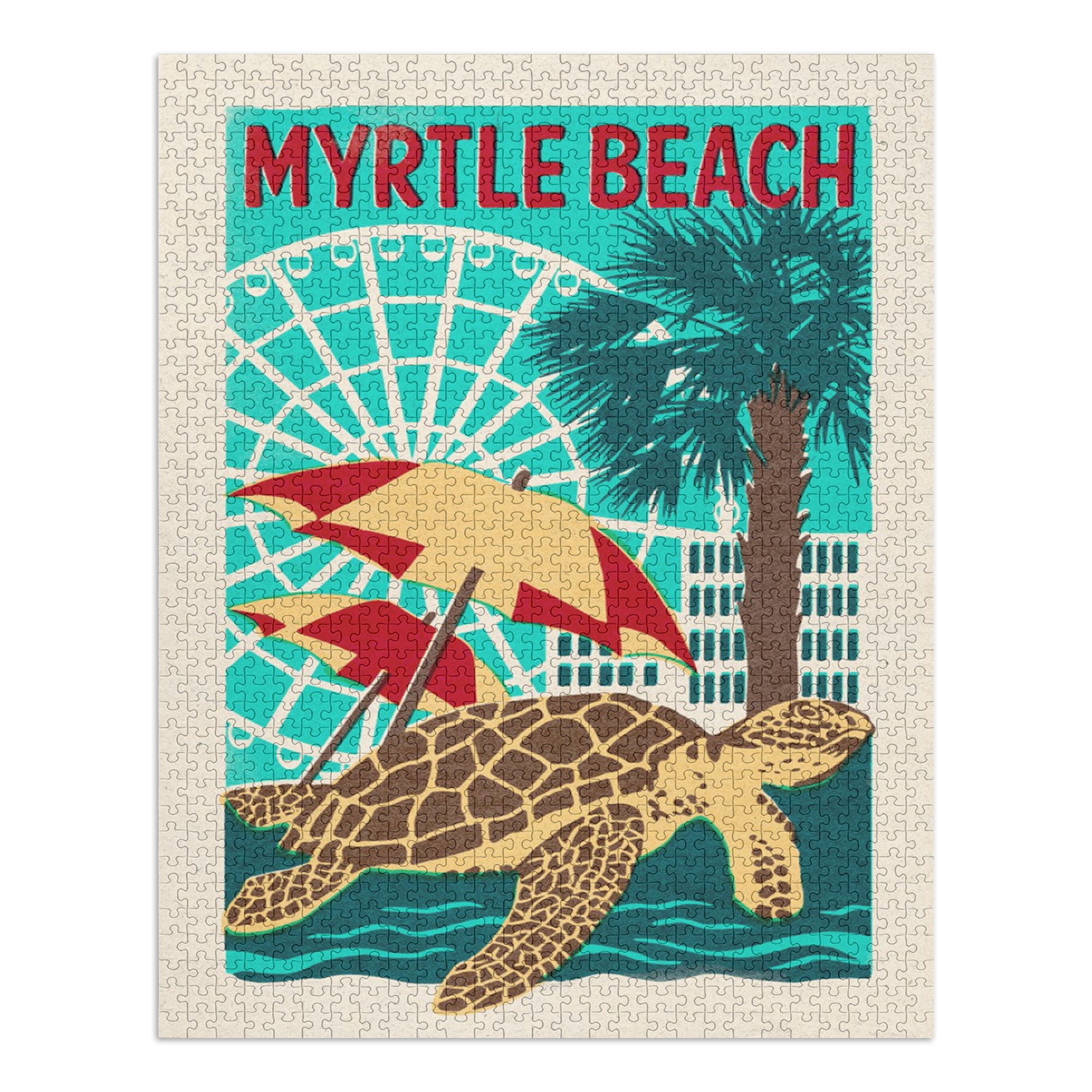 Myrtle Beach, South Carolina, Woodblock (1000 Piece Puzzle, Size 19x27