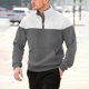 thumbnail image 1 of Ceisia Men's Regular-Fit Stand-Collar Half-Zip Color-Blocked Argyle-Textured Polyester Pullover Gift, 1 of 6