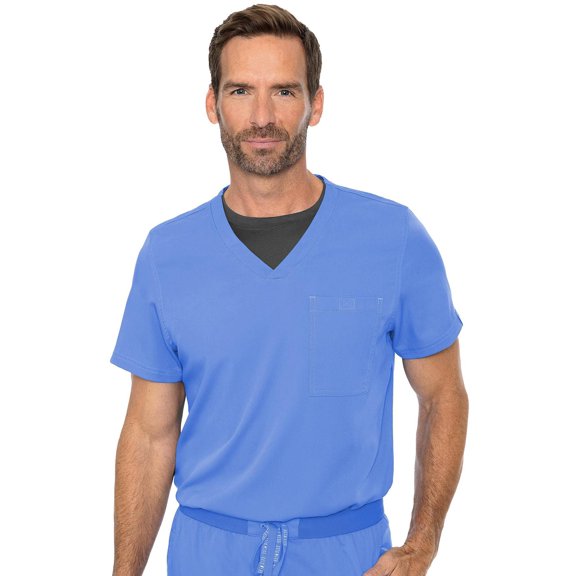 Med Couture Men's Scrub Top Cadence 2-Way Stretch Technology with Ultra Soft Fabric & One Chest Pocket - MC7478, M, Ceil