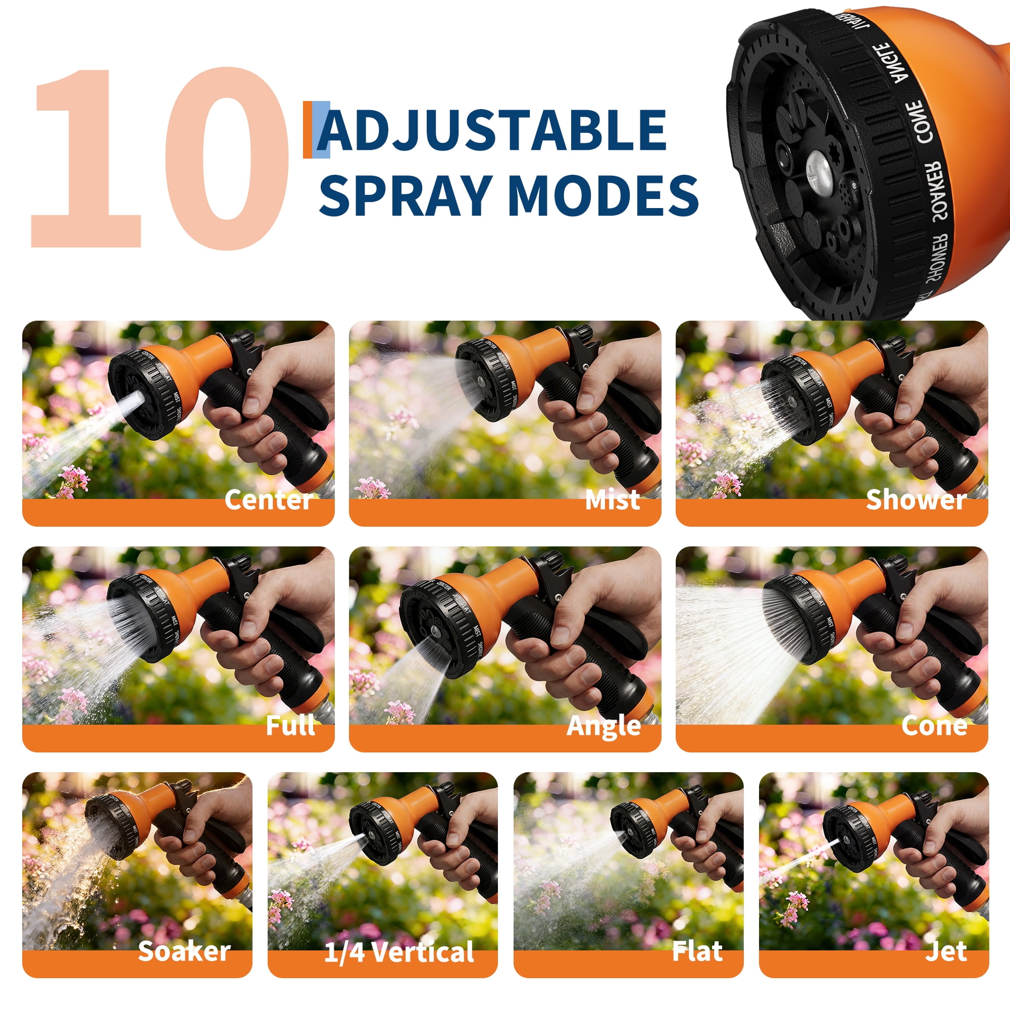 Retractable Garden Hose Reel 1/2" x 100ft – Heavy Duty Wall Mounted Water Hose – 10-Function Sprayer Nozzle – 180° Swivel Bracket – Slow Auto Rewind – Any Length Lock – UV Resistant