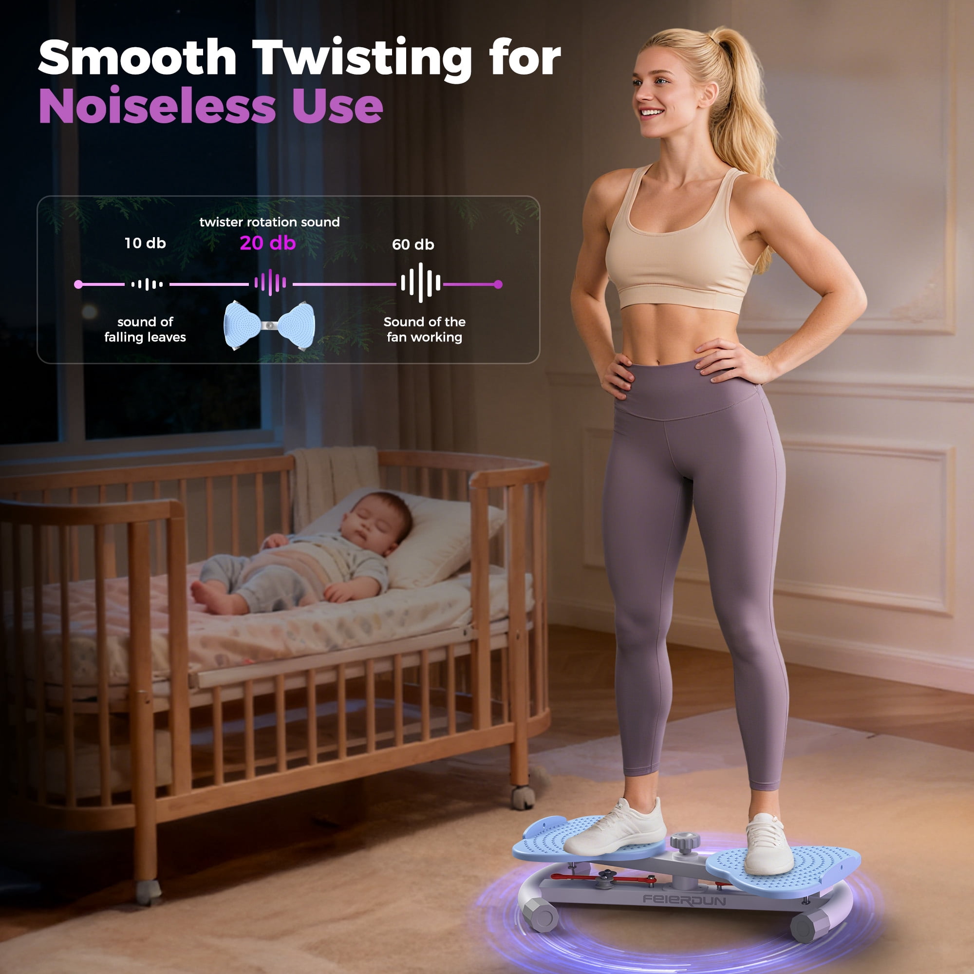 UPGO Slim Waist Twister - 330 lbs Silent Ab Toner Machine for Women, Core Workout Board, Home Gym Equipment for Hourglass Figure & Love Handle Reduction, Blue