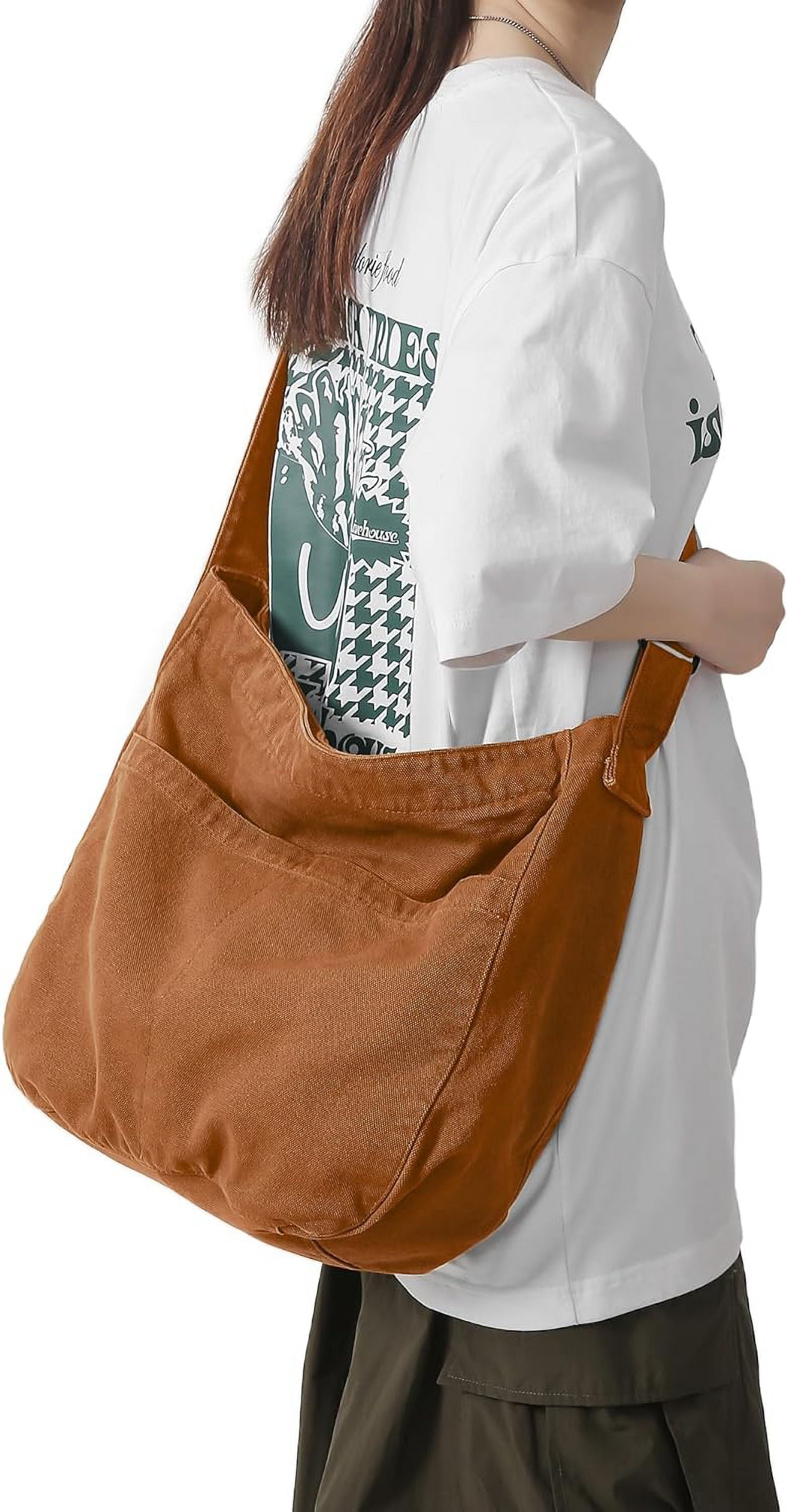 Canvas Tote Bag for Women Large Hobo Crossbody Handbags Casual Shoulder Purse with Multiple Pockets