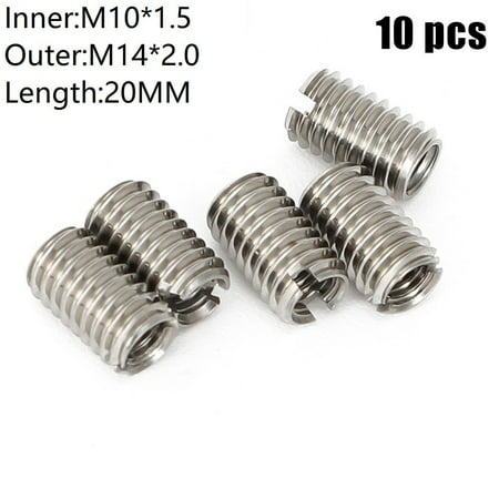 

10pcs Threaded Inserts Inner M10X1.5 Outer M14X2.0 Length 20MM Male Female Nut
