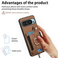 thumbnail image 4 of Asuwish Phone Case for Google Pixel 9/9 Pro 5G Wallet Cell Cover with Tempered Glass Screen Protector Slim Lanyard Wrist Strap RFID Ring Stand Credit Card Holder Slot Pixel9 9Pro Nine Women Men Brown, 4 of 10
