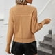 thumbnail image 4 of Gibobby Temperamento Suelto Top de Manga Larga de punto de otoño e invierno para mujer, moda de temperamento, manga larga, cuello en V, Color sólido (Café, XL), 4 of 4