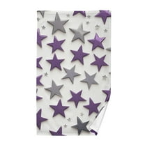 Purple Silver Stars Pure Cotton Bath Towel Hand Towel 1 Piece for Pool Beach Gym 16" x 28"