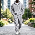 thumbnail image 6 of Men's Full Zip Jacket Set 2 Piece Fleece Lined Hoodie and Pants Casual Lounge Wear Fall Winter Warm Outfit, 6 of 7