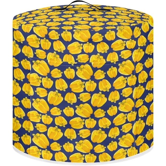 Cover for Air Fryer Also Fit for Rice Cooker,Air Fryer and Crock Pot 6 Qt Dust Cover with Pocket for Spoon/Cooking Stain Resistant Washable Cover, Yellow Pepper