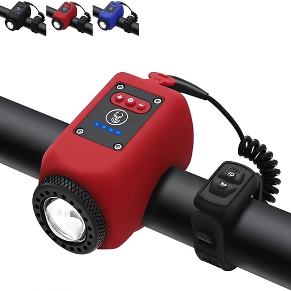 MELIVO Mountain Bike Electronic Horn Bell IPX4 Waterproof, Bike Horns Bicycle COB Front Light with Loud Horn, USB Rechargeable Mountain Bike Bell, Electric Night Cycling Flashlight Accessories