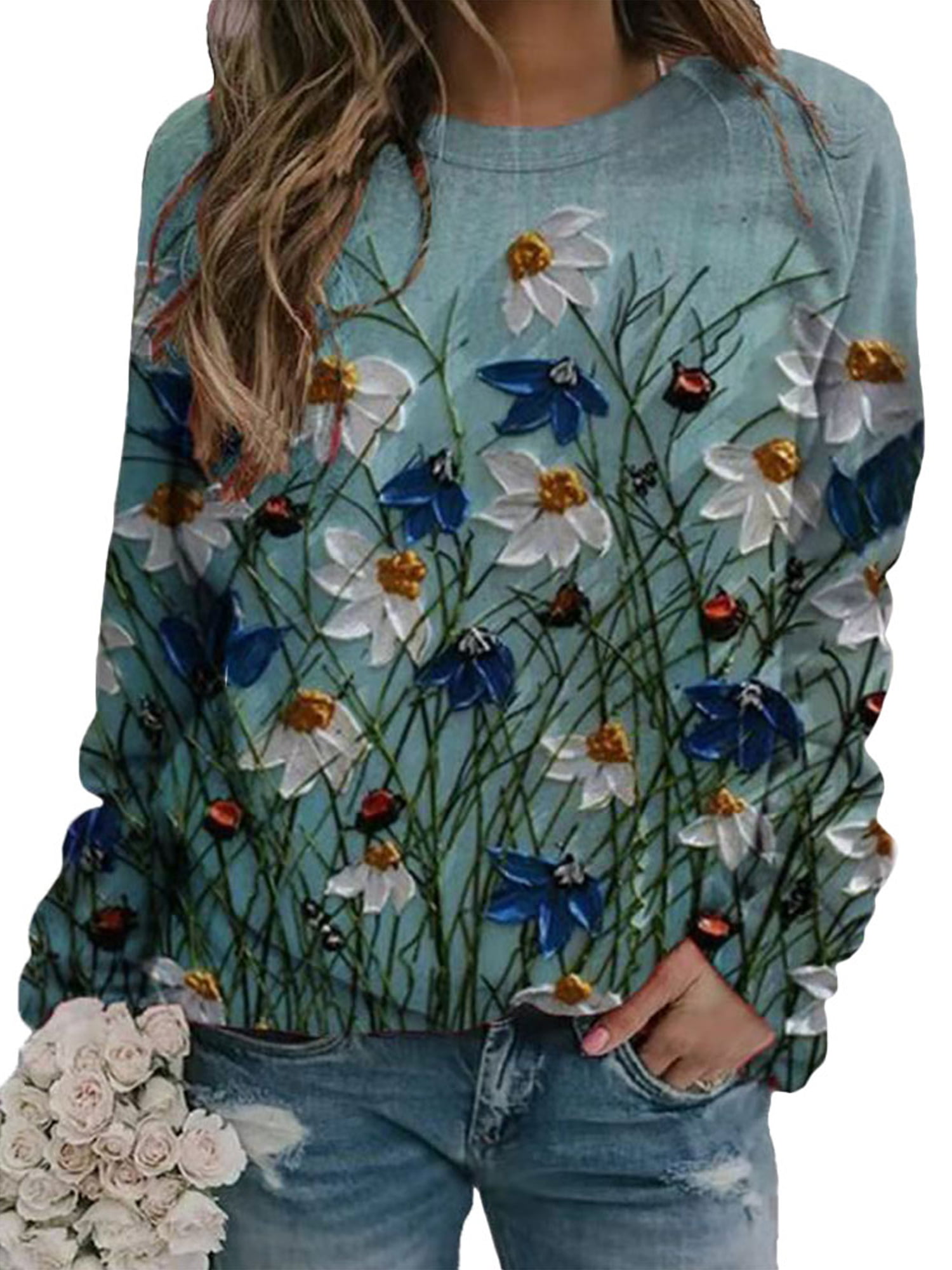 Vintage flowers blouse button up sheer sleeves spring bouquet shirt size women\u2019s M L size 10
