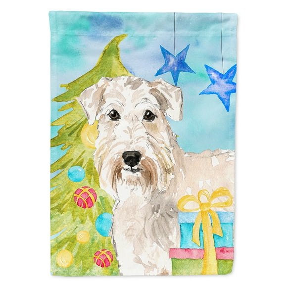 Carolines Treasures CK1857CHF Christmas Tree Wheaten Terrier Flag Canvas House Size  Large multicolor