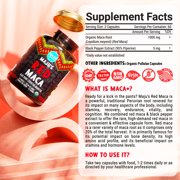 Maju Superfoods Organic Red Maca Root Capsules Energy Support 120 Count
