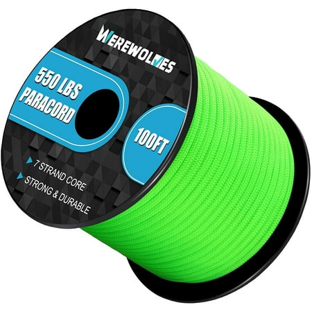 

WEREWOLVES 550lb Paracord /Parachute Cord - 7 Strand Core Paracord Rope (100FT)