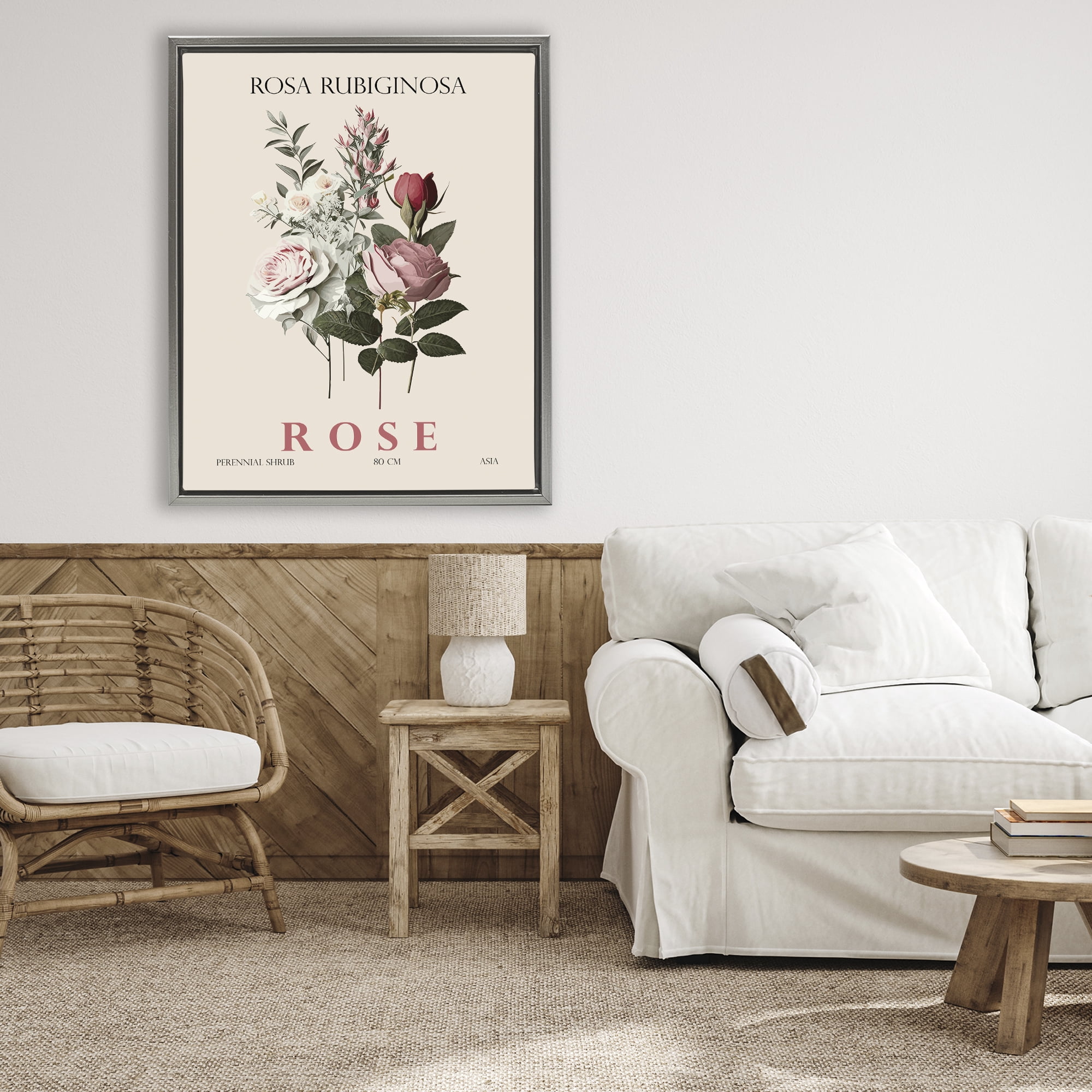 Stupell Industries Natural Rose Bundle Gray Framed Floater Canvas Wall Art, design by Christopher Giampietro