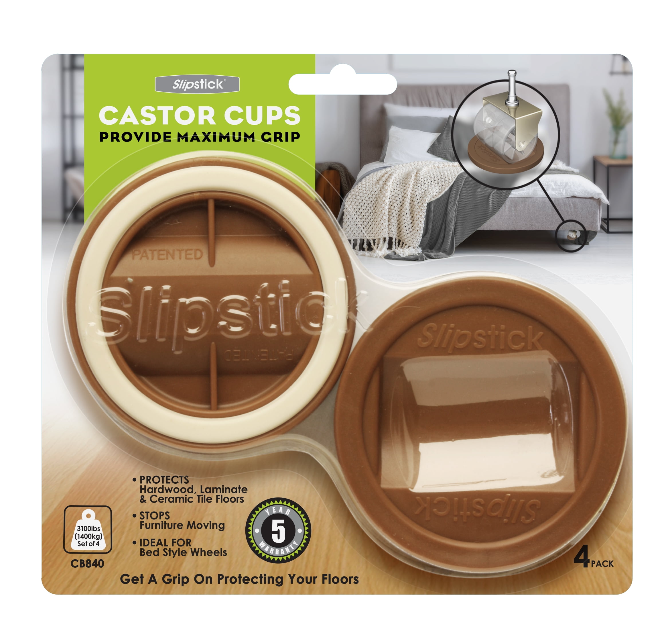 Castor Cups Floor Protection Suitable for Upto 75mm Wheel Diameter Set of 4 