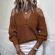 thumbnail image 1 of Pntutb moda mujer invierno sólido manga larga botón cuello pico Casual suéter tops Pntutb Pntutb-2052, 1 of 6
