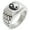 Silver, variant on Stainless Steel Floral Yin Yang Geometric Pattern Step-Down Biker Style Polished Ring
