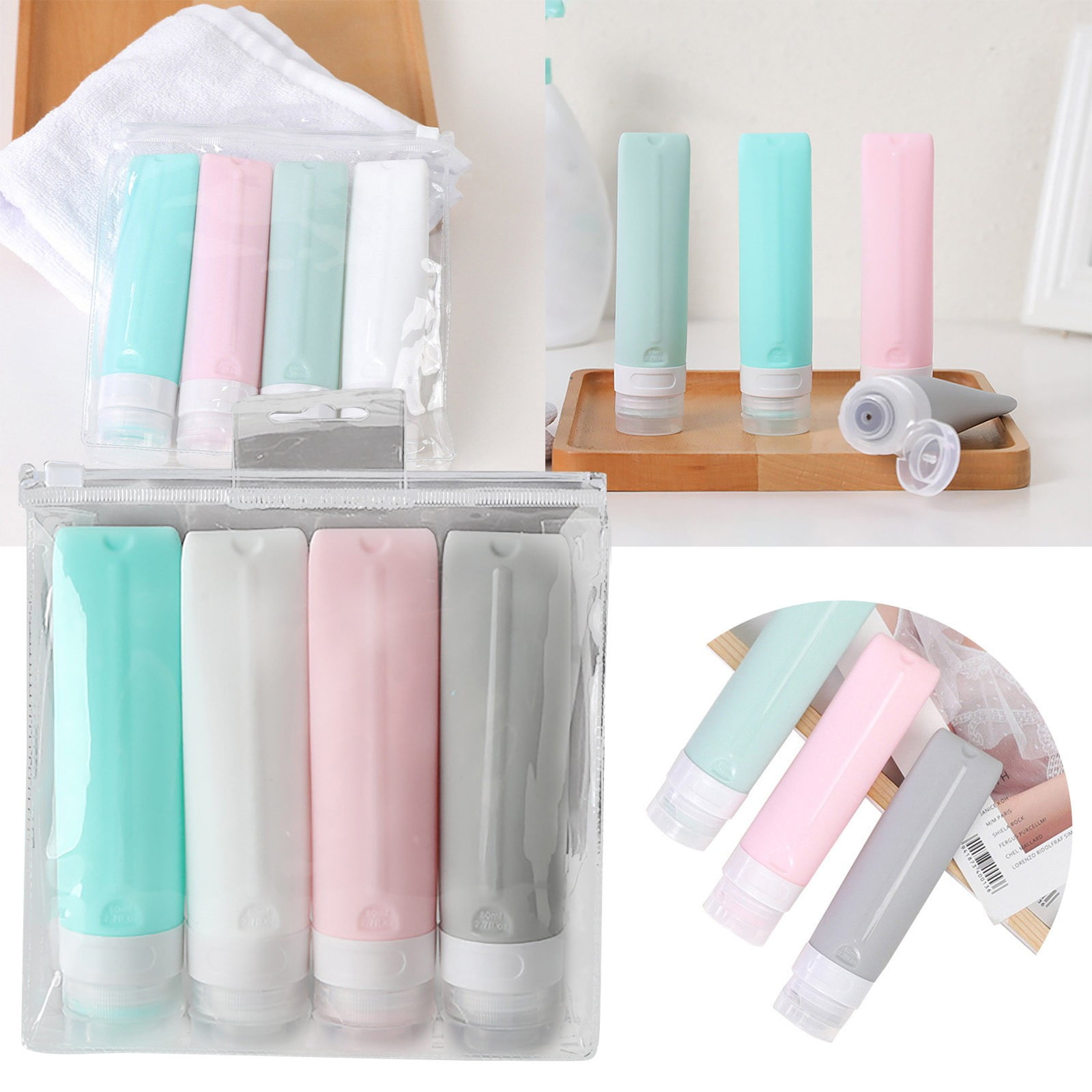 Travel Shampoo Container Empty Bottles for Shampoo And Conditioner Travel Size Toiletries Containers Small Silicone Bottles for Hand 2oz Shampoo And Conditioner Holder Travel Toiletries Containers