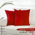 thumbnail image 4 of 3S Brother's Solid Color Cushion Cover Velvet Look Home Décor Throw Pillow Case with Invisible Zipper Set of 2 Pieces for Chair Couch Bedroom & Livingroom Décor Pillowcase - Red 18"x18" Each, 4 of 9