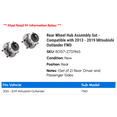 thumbnail image 2 of Rear Wheel Hub Assembly Set - Compatible with 2013 - 2019 Mitsubishi Outlander FWD 2014 2015 2016 2017 2018, 2 of 2