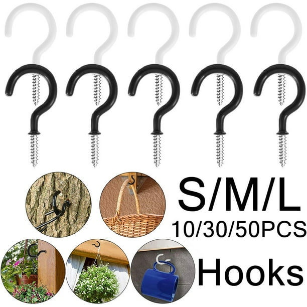 HOTBEST Ceiling Hooks, 2 Inch Vinyl Coated Screw-in Hooks Hanging Plants &  Flower Baskets, Multi-Function Wall Hooks Garage Hooks Cup Hooks for  Indoors Outdoors 