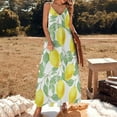 thumbnail image 3 of Lemon Print Sleeveless Suspender Dress Summer Fashion Casual Long Dress, 3 of 9