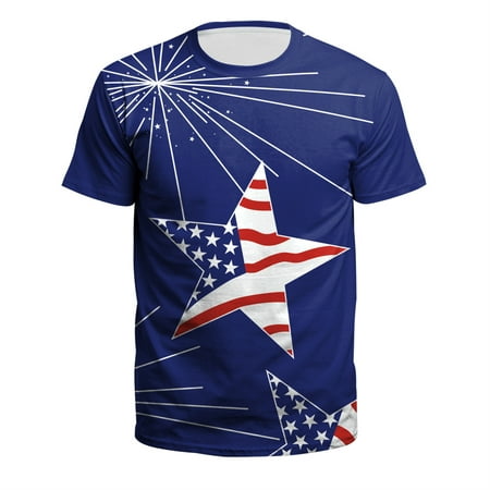 KOGYAS Men's 4th of July USA Tuxedo American Flag Costume Graphic T-shirt Independence Day Short Sleeve Tops