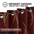 thumbnail image 5 of Yakamok Blackout Curtains for bedroom - Wave Line with Dots Gold Print Design Noise Reducing Thermal Insulated Solid Ring Top Blackout Window Drapes for Livingroom (2 Panels, 52 x 63 Inch, Burgundy), 5 of 6