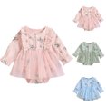 thumbnail image 4 of Mnyotv Floral Rompers Baby Girl Fall Clothes Long Sleeve Rompers Dress Cute Bodysuits Newborn Girls Outfits Size 6-12 Months, 4 of 5