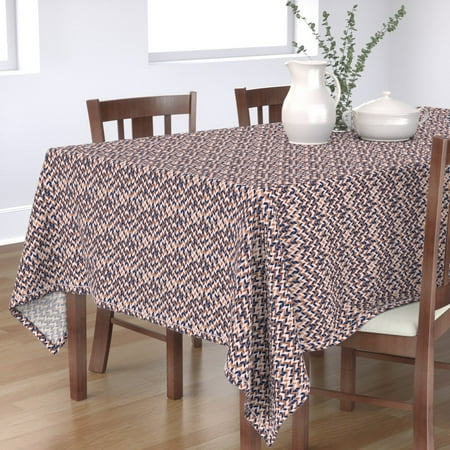 

Cotton Sateen Tablecloth 70 x 108 - Chevrons Rose Gold Pink Navy Blue Chevron Girls Herringbone Mini Look Room Print Custom Table Linens by Spoonflower