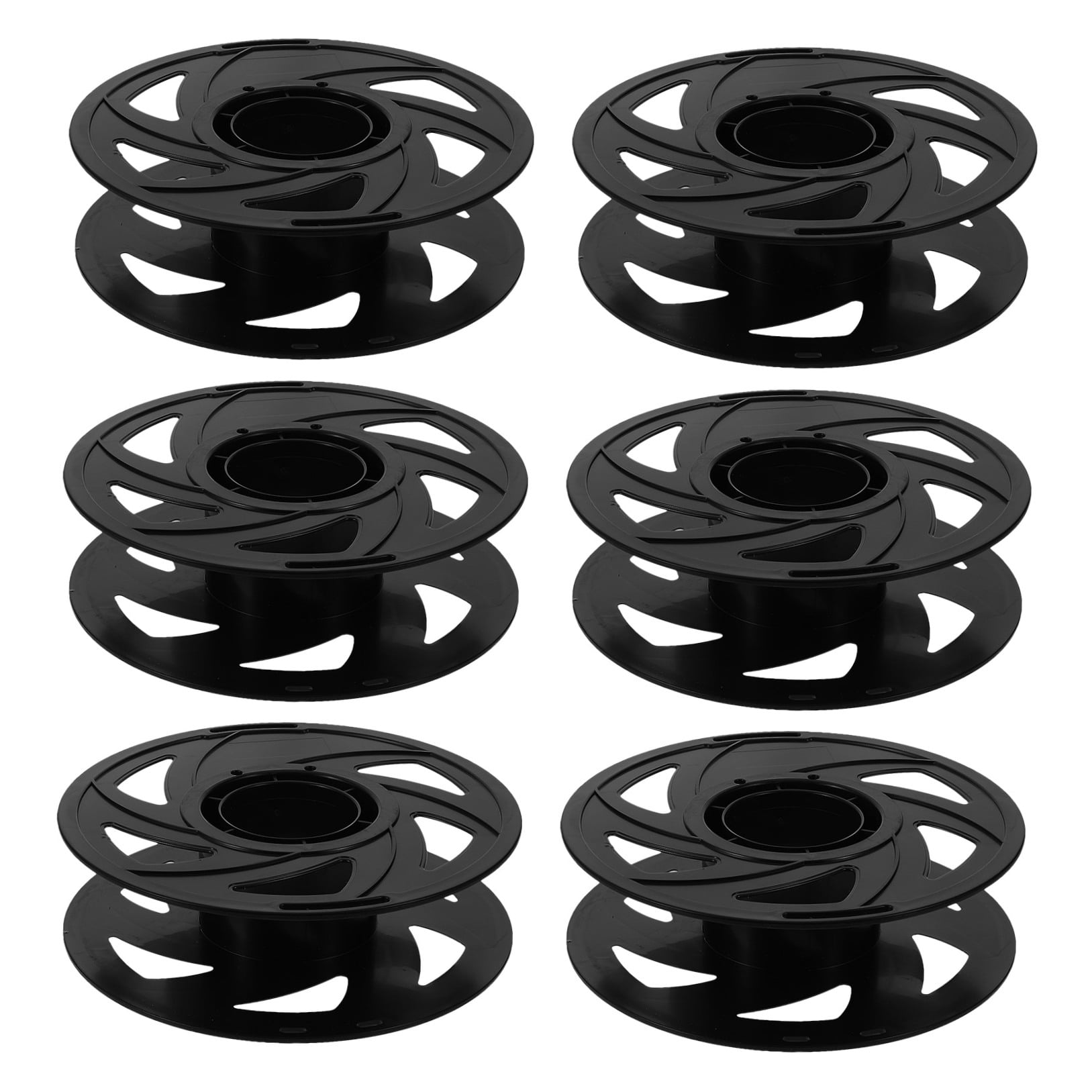DEEPCRAFF 6Pcs Reusable Plastic Filament Spool for 3D Printer with Airflow Design Black