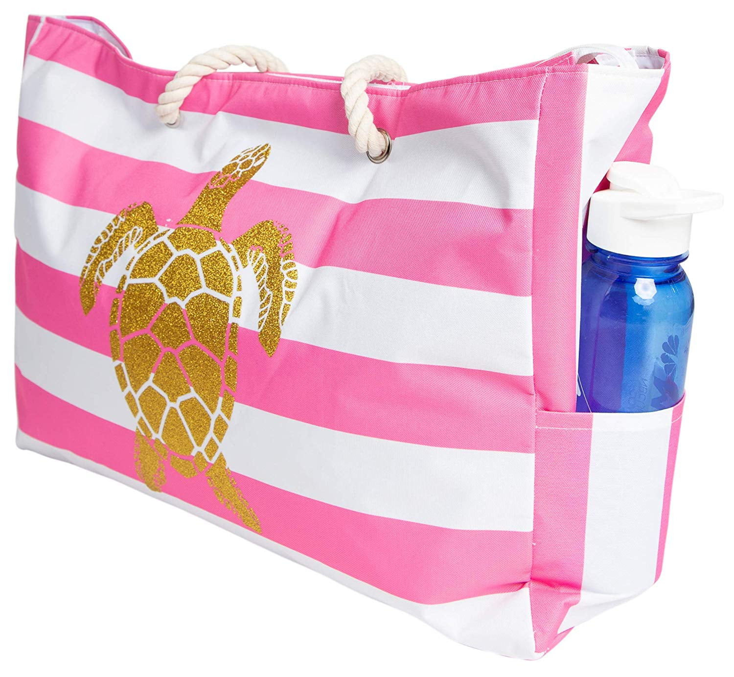 Beach Bag XL, Waterproof Lining, Travel Tote Bag, Zipper Closure, Inner