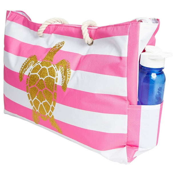 Pier 17 Beach Bag XL, Waterproof Lining, Travel Tote Bag, Zipper Closure, Inner Pockets