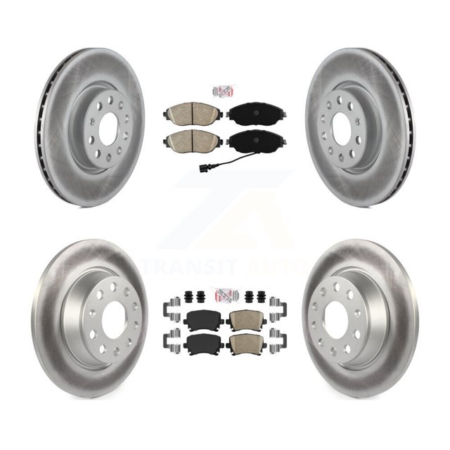 Transit Auto Front Rear Ceramic Pads and Coated Disc Brake Rotors Kit for Car 2017 Volkswagen CC 4 Motion KGA-105042