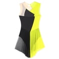 thumbnail image 5 of Oyolan Women Ballet Lyrical Dance Dress Sleeveless Rhinestone Color Block Figure Ice Skating Leotard Fluorescent Yellow XL, 5 of 6