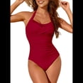 thumbnail image 2 of Trajes de Baño de de una Pieza para Mujer, Trajes de Baño con Control de Abdomen Vino Tinto XXL, 2 of 7