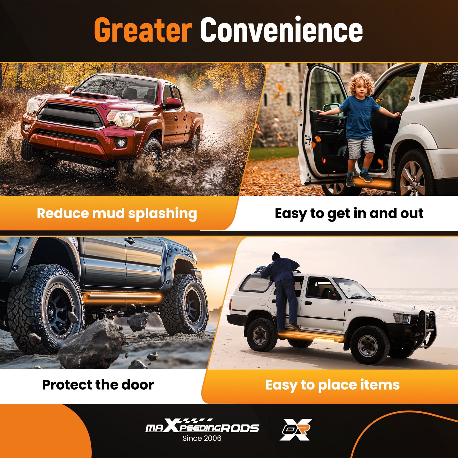maXpeedingrods 6" Running Boards for Ford F-150 2004-2014 Regular Cab, Stainless Steel Side Step Nerf Bars, 450 LBS Load