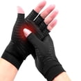 thumbnail image 1 of Guantes de compresión de cobre sin dedos para artritis para mujeres y hombres, túnel carpiano, 1 par (negro) 639, 1 of 5