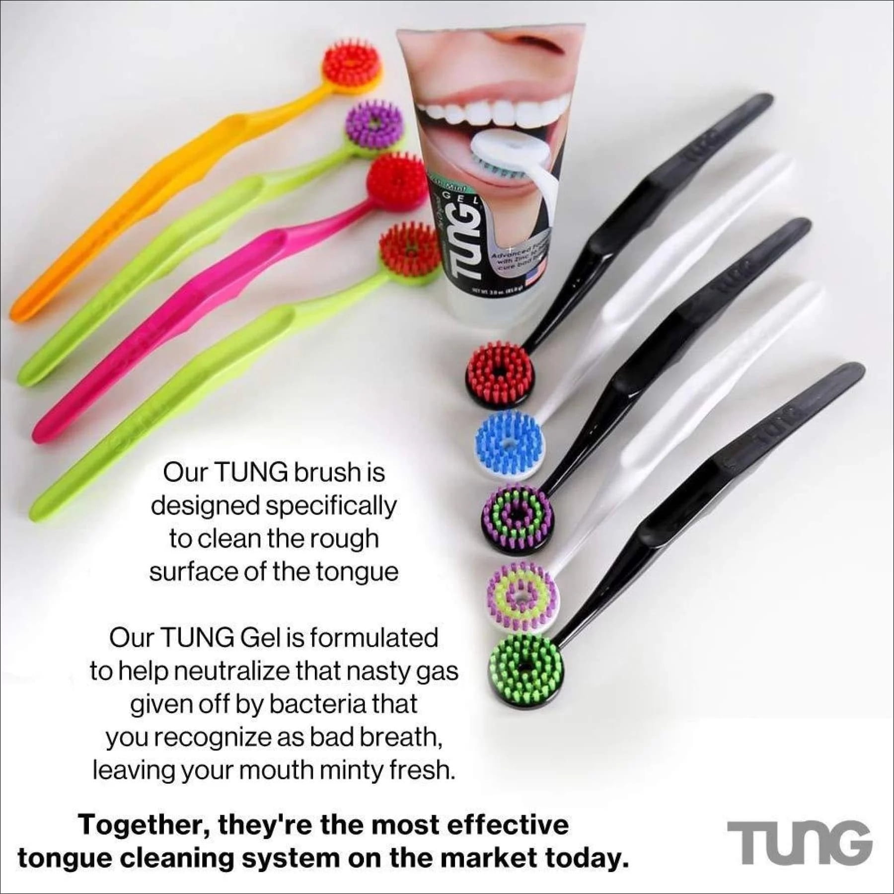 Tung Tongue Gel - Fresh Mint Tongue Cleaning Paste - Bad Breath and Halitosis - Mouth Odor Eliminator - Use with Tongue Brushes & Scrapers - Made in America (4 Pack)
