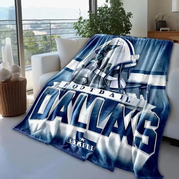 Dallas Team Fan Throw Blanket, Soft Flannel Fleece Blanket, Cozy Lightweight Blanket for Bed Sofa Couch, Home Decor Gift for Fans