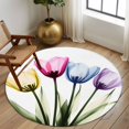 thumbnail image 3 of Colorful Tulip Round Area Rug 5 FT, Non Slip Bedroom Rugs, Farmhouse Luxury Flowers Botanical Washable Soft Circular Carpet Non-Shedding Floor Mat for Kitchen Dining Room Foyer Balcony Dorm, 3 of 8