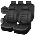 thumbnail image 1 of Juego completo de fundas para asientos de coche CAR PASS, universales, de piel, color negro, 1 of 8