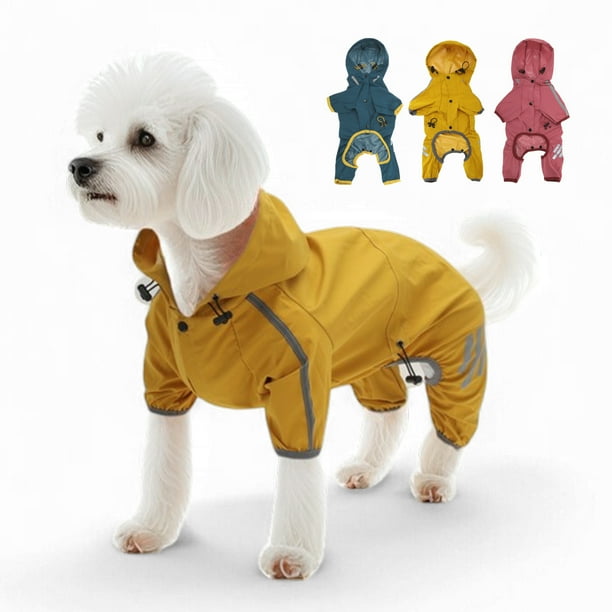 Chubasquero para perros Unique Bargains, impermeable, con capucha, abrigo para perros, reflectante, ligero, chubasquero para perros pequeños, amarillo