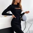thumbnail image 2 of LYXSSBYX Womens Long Sleeve Dress Hot Sale Clearance Women Fashion Sexy Solid Color Hollow Out Long Sleeve Sheath Knee-Length Dress, 2 of 7